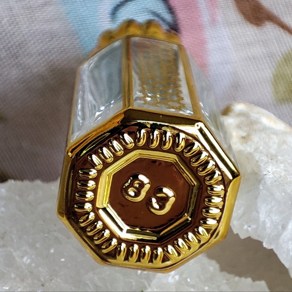 Vintage Reproduction Small Glass & Gold Perfume Bottle with Dauber Crystal Top - Picture 6 of 9